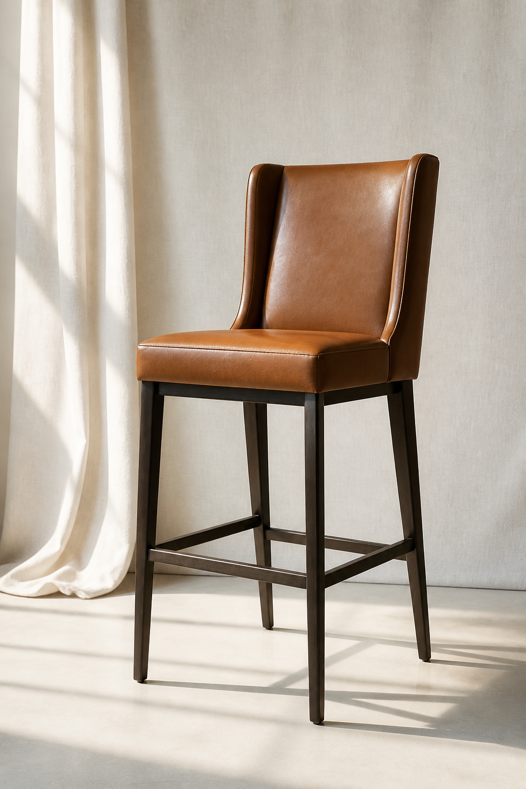 Leather bar stool with backrest