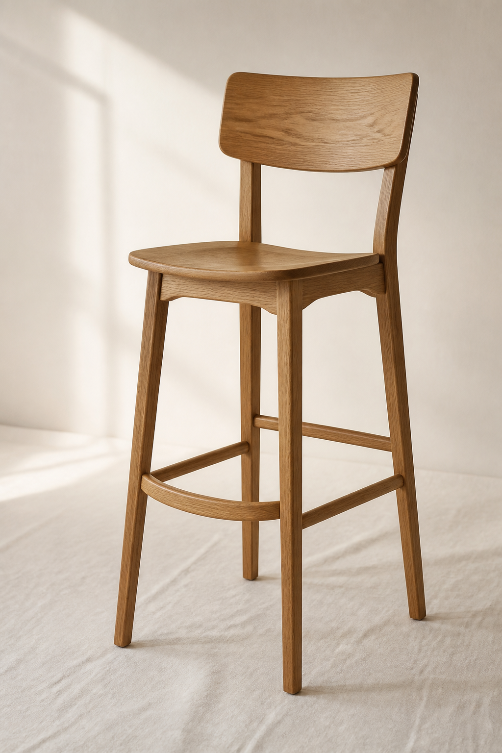 Wooden bar stool with backrest