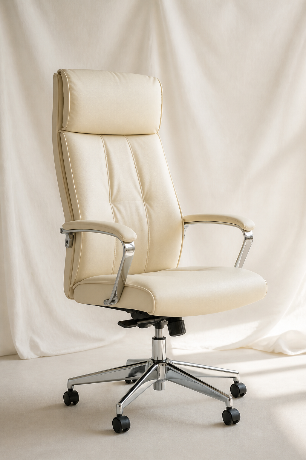 Cream leather high-back executive chair