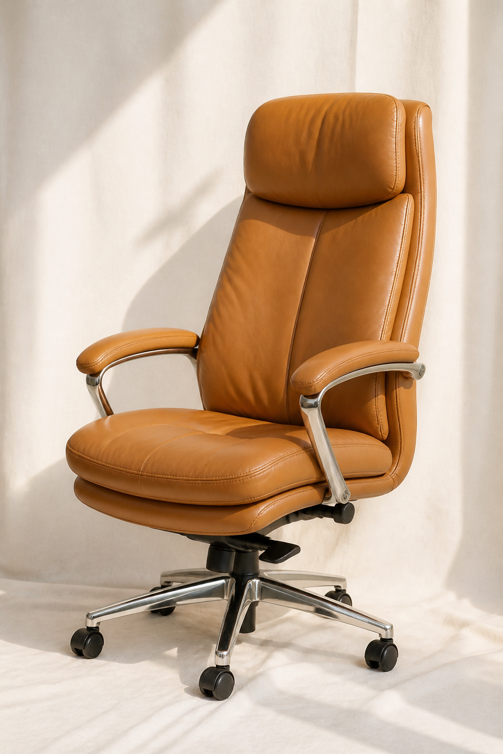 Tan leather high-back executive chair