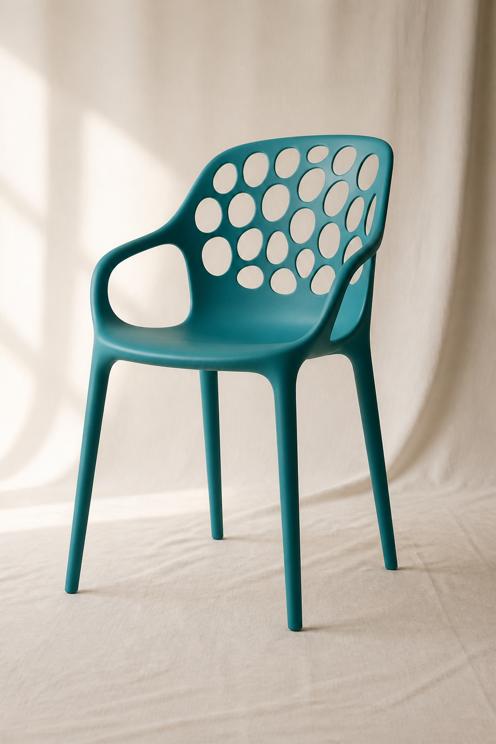 Teal molded plastic cafe chair