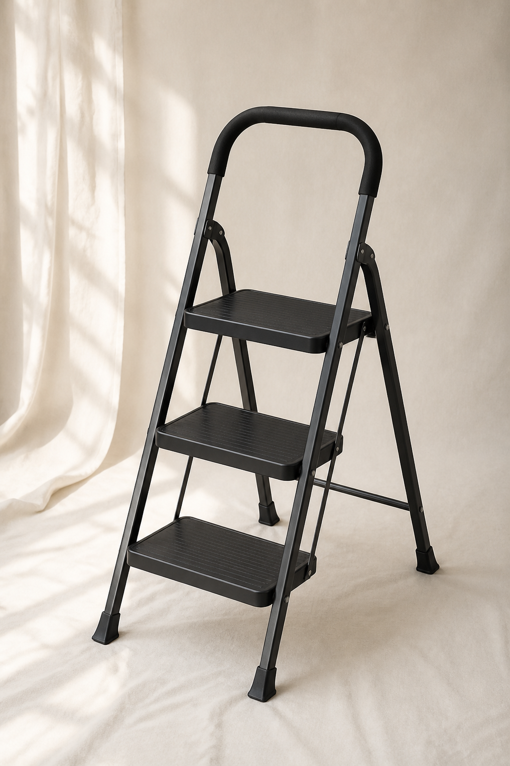 Charcoal three-step household stepladder
