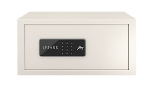 Cream electronic home safe with keypad