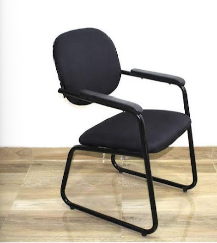 Black fabric cantilever visitor chair